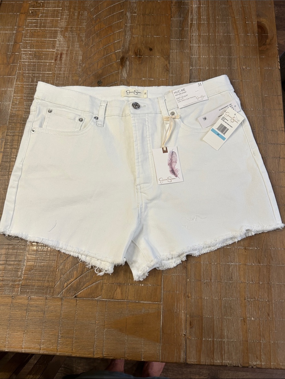 Jessica Simpson White Frayed Hem Denim Shorts